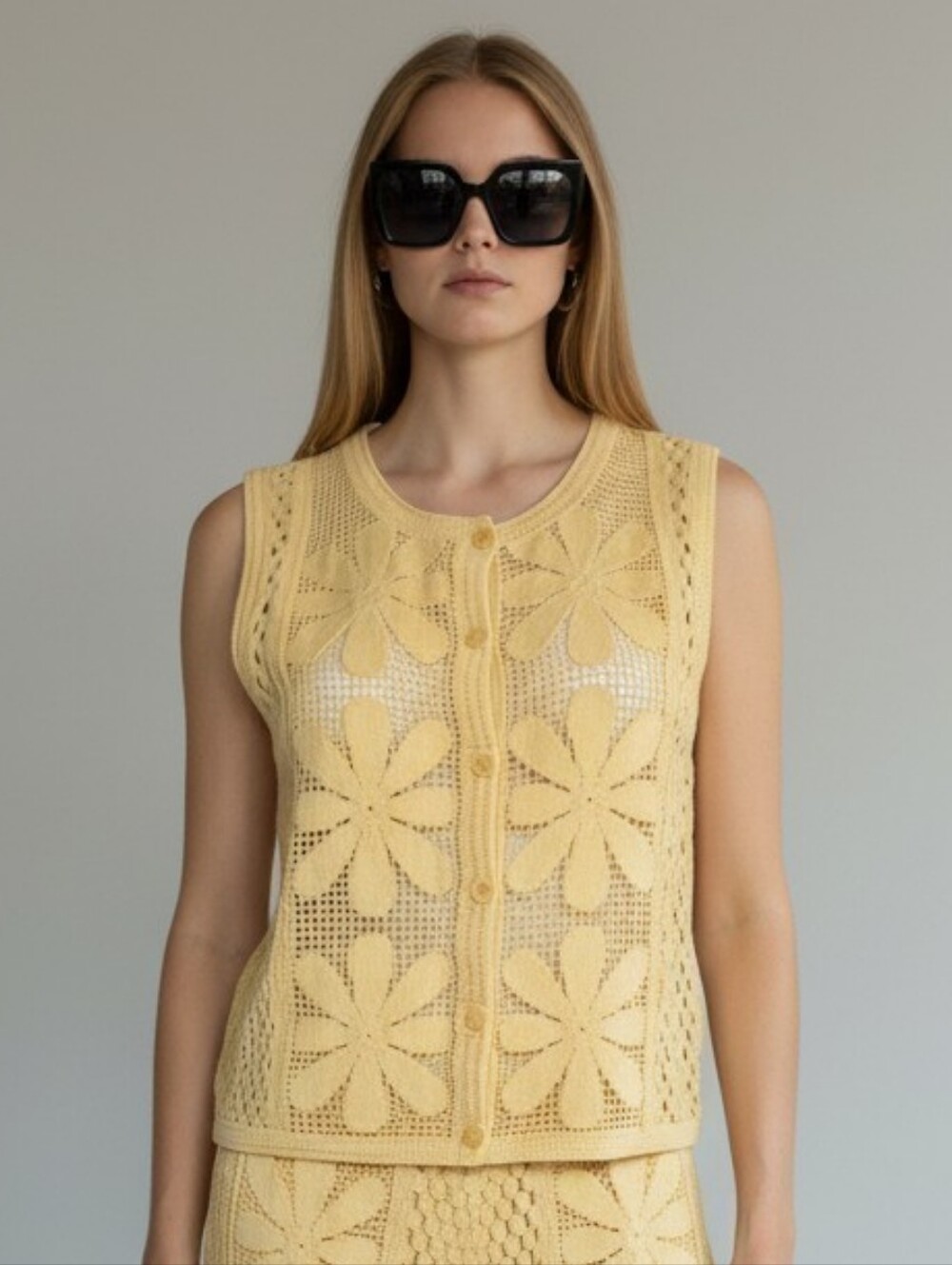 NWT $315 SANDRO Guipure Floral Lace Crochet Knit Top Medium